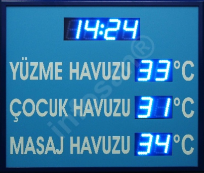 Termal havuz termometresi, Kaplca termometresi, Havuz suyu parametreleri lm ve gsterim panolar, Havuz suyu termometre, Havuz suyu scakl LED pano, Havuz suyu parametreleri panosu, Elektronik havuz bilgi panosu, LED havuz ortam gstege panosu, Havuz saat derece, LED havuz panosu, Dijital havuz panosu, Multi fonksiyonlu byk havuz LED gstergesi, Havuz gstergesi, Havuz scaklk nem LED pano, Sauna LED termometre, Kaplca LED termometre, Deniz suyu scakl LED termometre, Deniz suyu termometre, Havuz pH Klor LED pano, Havuz LED ekran, Havuz ilan panosu, Havuz lm panosu, Havuz dijital pano, Havuz saat scaklk nem LED ekran, Havuz LED tabela, Havuz lm LED pano, Havuz suyu scakl 4-20mA, Havuz suyu dijital sensr