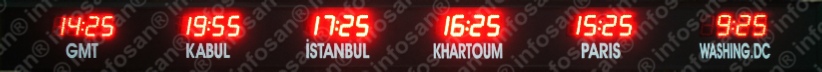 6 zonlu dijital dnya saati, Dijital LED dnya saati, yerel saat, dnya saati, Dijital gstergeli 6'l dnya saati, 6 lokasyonlu dnya saati